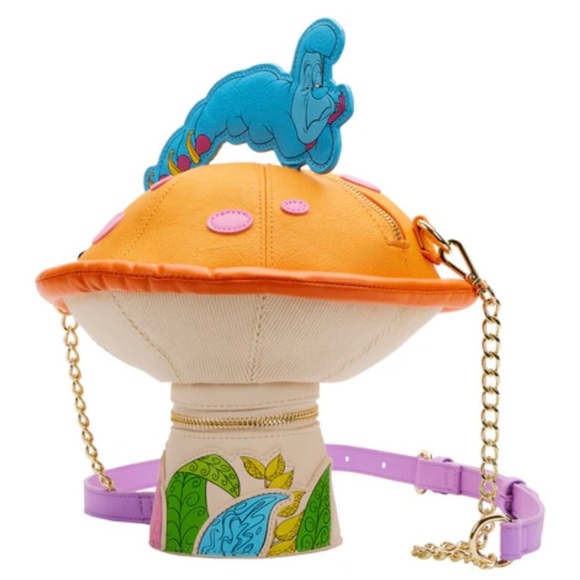 Loungefly Handbags - NWT Stitch Shoppe Alice in Wonderland Caterpillar Mushroom Crossbody Bag